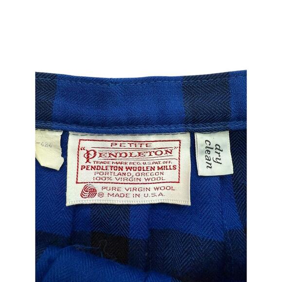 Vintage Pendleton Women's Blue Tartan Plaid Virgin Wool Pleated Skirt Size 14 - Picture 3 of 8
